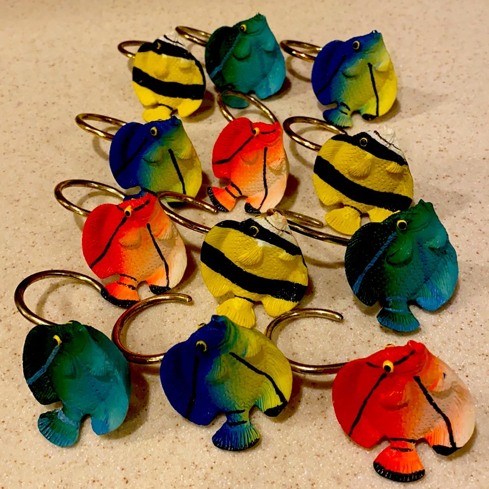 🐠12 Tropical Fish Shower Curtain Hooks